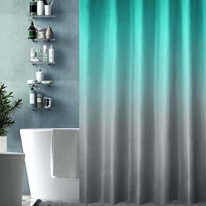Gibelle Teal Grey Ombre Fabric Shower Curtain for Bath Decor, 72 x 72