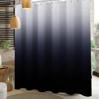 Black Ombre Diatomaceous Earth Shower Curtain Set, 72x72 Inch, Rustic Farmhouse Style for Bathroom