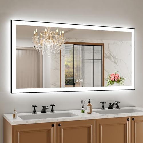 Amorho LED Bathroom Mirror, 60"x30" Frontlit&Backlit, Controlled Separately