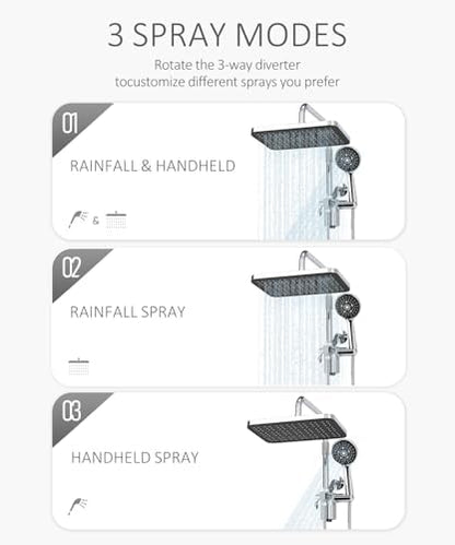12 Inch Shower Head with Filters Rain Shower Head with Handheld Spray Combo