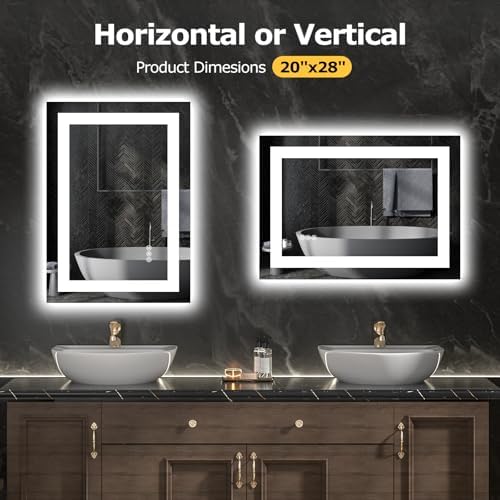 Hivone 20"X28" LED Bathroom Mirror with Lights, UL Listed