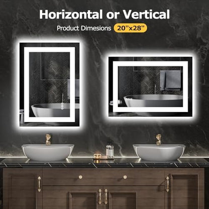 Hivone 20"X28" LED Bathroom Mirror with Lights, UL Listed