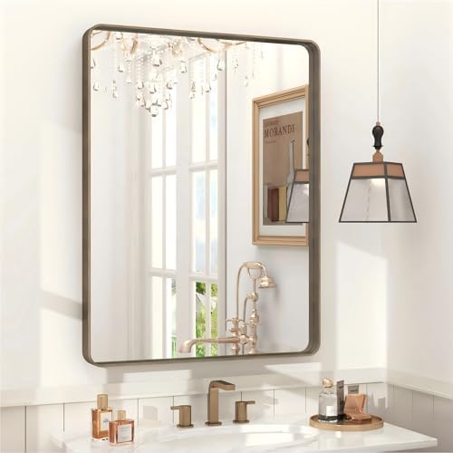 24x32 Inch Brushed Bronze Bathroom Vanity Mirror