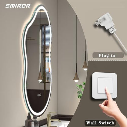 SMIROR 60x32 Irregular Led Lighted Bathroom Vanity Mirror