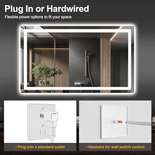 TRAHOME LED Bathroom Vanity Mirror with Lights, 30"x55" Lighted Wall Mirror