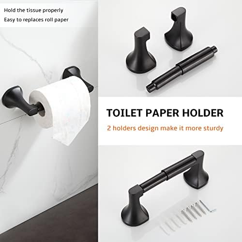 BGL Bathroom Hardware Set Matte Black Adjustable Expandable Towel Bar 4-Piece Bathroom Accessory Set Wall Mounted Robe Hook Toilet Paper Holder Towel Ring Towel Bar