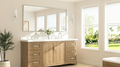 TETOTE Brushed Nickel Vanity Mirror for Bathroom 72" x 36" Beveled Frame Rectangle Bathroom Mirror for Over Sink Brushed Nickel, Tempered Glass, Stronger Frame, Modern Farmhouse Bedroom, Entryway