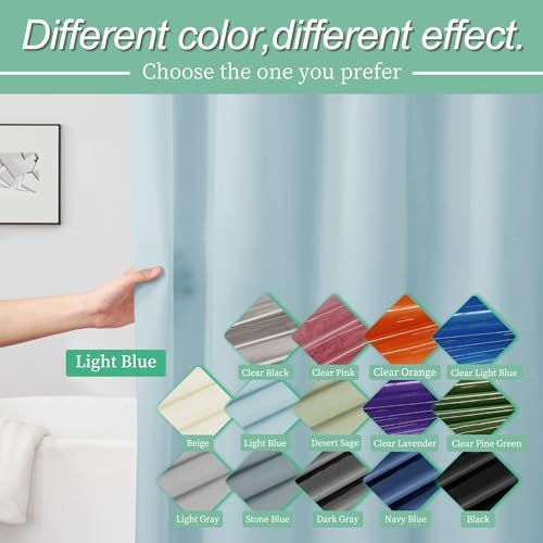 Mrs Awesome Light Blue Shower Curtain Liner with 3 Magnets, 72x72