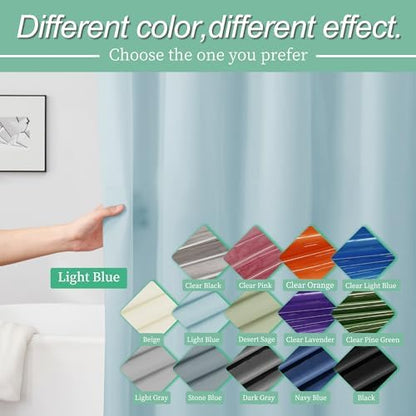 Mrs Awesome Light Blue Shower Curtain Liner with 3 Magnets, 72x72