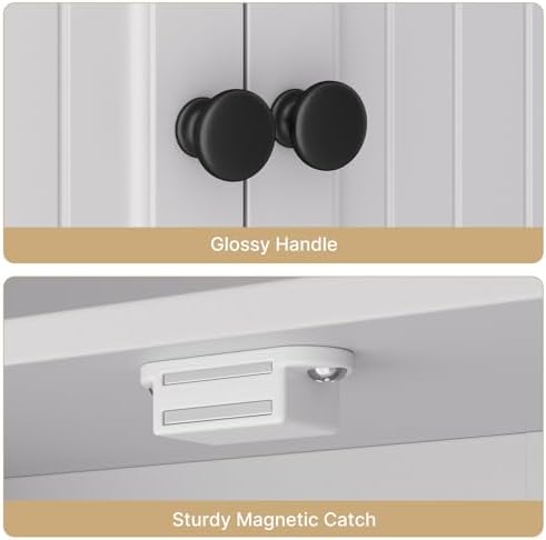 Ahomly Over The Toilet Storage Cabinet, with Five Doors, White