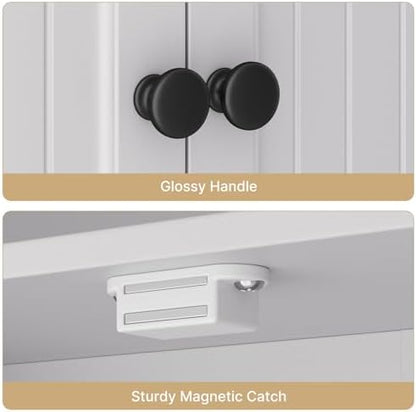 Ahomly Over The Toilet Storage Cabinet, with Five Doors, White
