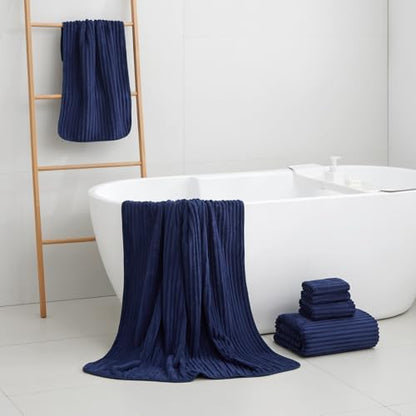 2 Piece Bath Sheets, 40"x80" Bath Towels, Navy Blue