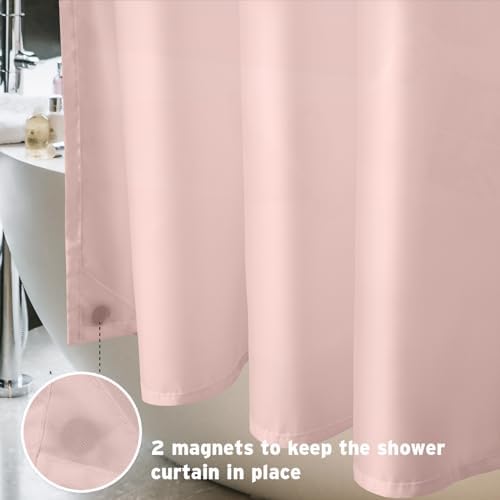 Titanker Waterproof Shower Curtain Liner Fabric, Blush Pink Shower Curtain Liner with Magnets, Cloth Shower Liner Soft, Lightweight, Machine Washable, 70 x 72 Inches
