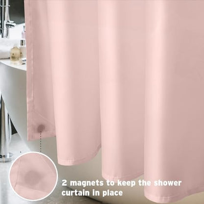 Titanker Waterproof Shower Curtain Liner Fabric, Blush Pink Shower Curtain Liner with Magnets, Cloth Shower Liner Soft, Lightweight, Machine Washable, 70 x 72 Inches