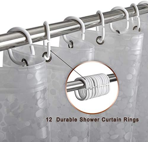 Bostofy Waterproof Shower Curtain Liner 8G EVA Thick Shower Curtain with Heavy Duty 3 Bottom Magnets, Shower Liner for Shower Stall, Bathtubs, 3D Pebble Pattern, 72 x 72,12 Hooks