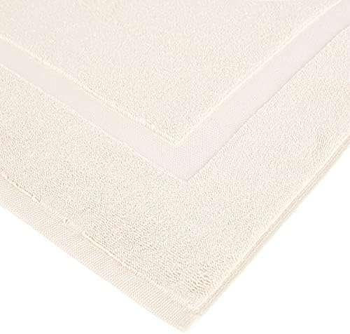 Amazon Basics Banded Bathroom Bath Rug Mat, Machine Washable, Super Absorbent, 100% Cotton, 20" W x 31" L, Cream