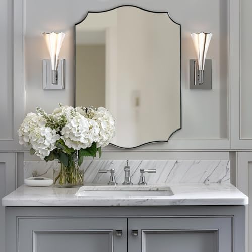 ANDY STAR Brushed Nickel Mirror, 22x30 Inch Silver Bathroom Vanity Mirror