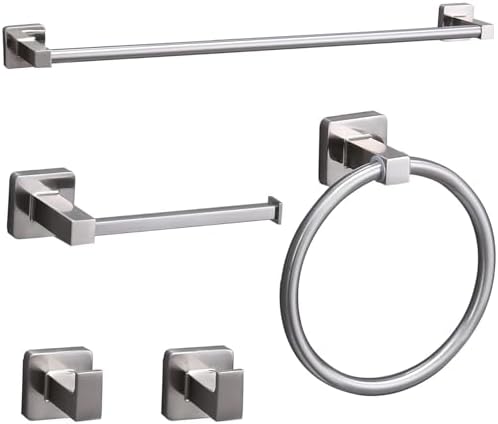 5 Piece Bathroom Hardware Accessories Set Brushed Nickel,24 Inch Towel Bar Set,Towel Rack Set,Bathroom Towel Holder Set