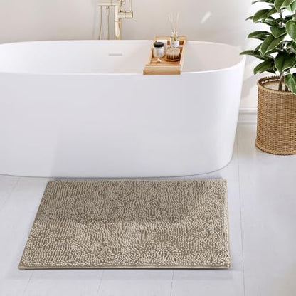 Hearth & Harbor Bathroom Rugs, Chenille Bath Mat - Machine Washable Bath Mats for Bathroom Non-Slip Backing Rubber, Quick Dry Bathroom Mat