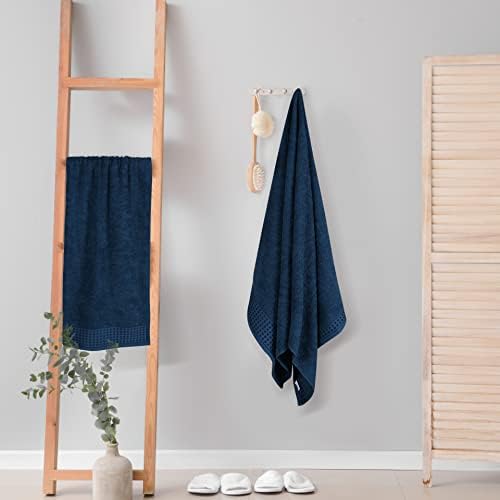 GLAMBURG 100% Cotton 2 Pack Oversized Bath Towel Set 28x55 Inches, Ultra Soft Highly Absorbant Compact Quickdry & Lightweight Large Bath Towels, Ideal for Gym Travel Camp Pool - Mineral Blue