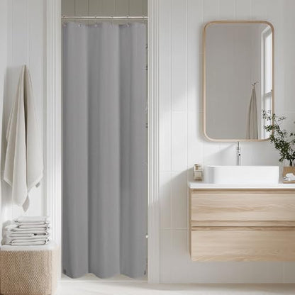 2-in-1 Waterproof Fabric Shower Curtain - No Separate Liner Needed, Hotel-Style Waffle Weave, Effortless Cleaning & Washable Bathroom Shower Curtain Set,36Wx72H,Grey