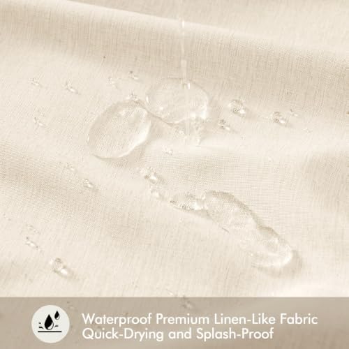 ANRODUO Cream White Extra Long Linen Fabric Shower Curtain Set - W72xL108