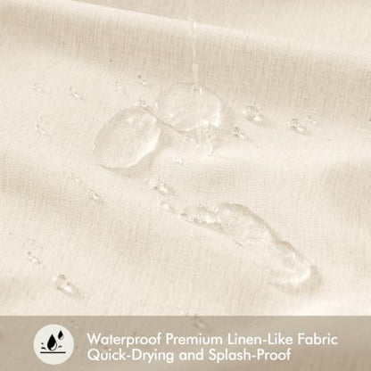 ANRODUO Cream White Linen Textured Fabric Shower Curtain Set - W72xL84
