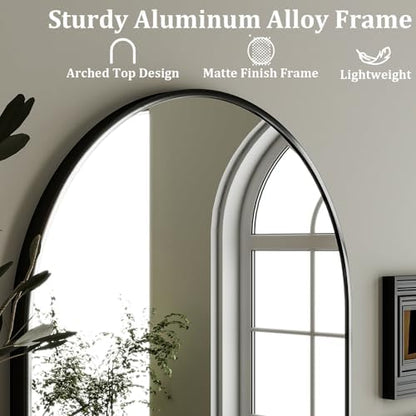 HARRITPURE 20"x30" Arched Bathroom Mirror Wall Mounted Black Arch Mirror