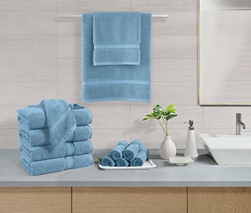 LANE LINEN Bath Towel Set Soft Absorbent Quick Dry 100% Cotton - Blue