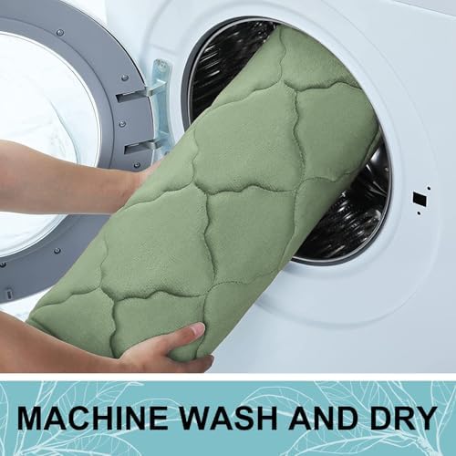 OLANLY Memory Foam Bath Mat Rug 24x16, Ultra Soft Bathroom Rugs, Sage Green