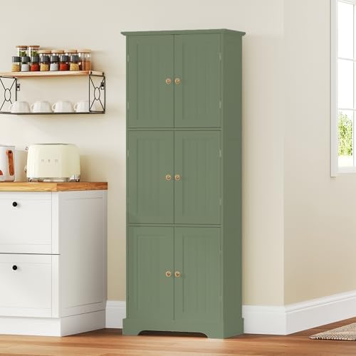 ChooChoo 63.2" Tall Bathroom Storage Cabinet with 6 Doors