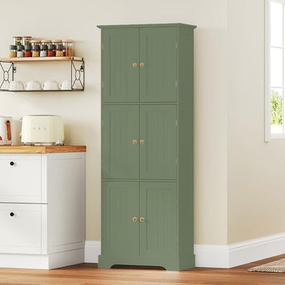 ChooChoo 63.2" Tall Bathroom Storage Cabinet with 6 Doors