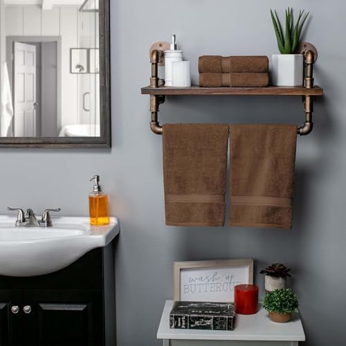 SUPERIOR Egyptian Cotton Plush & Absorbent, Hand Towel Set of 4, Chocolate