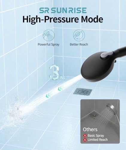 SR SUN RISE Filtered Shower Head with Handheld High Pressure 9 Spray Mode Showerhead Detachable Shower Head Water Softener Filters Beads for Hard Water Remove Chlorine 1 Filter Matte Black