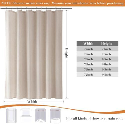 Nanspring Extra Long Linen Shower Curtain for Bathroom 96 Inch Cream Beige