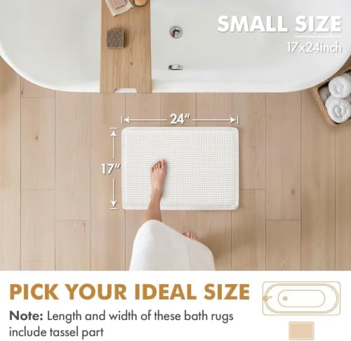 MIULEE Set of 2 Waffle Bathroom Rugs Boho Bath Mat White 17x24 Inch