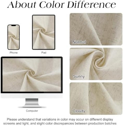Naturoom Linen Shower Curtain 84 Inch Long for Bathroom Vanilla 1 Panel