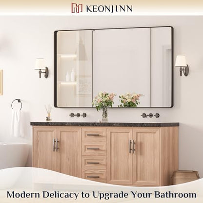 Keonjinn 60 x 36 Inch Black Bathroom Mirrors for Over Sink, Tempered Glass