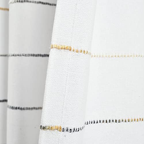 Lush Decor Ombre Stripe Yarn Dyed Cotton Shower Curtain, 72" W x 72" L, Yellow & Gray - Fabric Shower Curtains - Striped Bathroom Curtain - Farmhouse & Coastal Decor