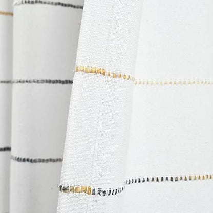 Lush Decor Ombre Stripe Yarn Dyed Cotton Shower Curtain, 72" W x 72" L, Yellow & Gray - Fabric Shower Curtains - Striped Bathroom Curtain - Farmhouse & Coastal Decor