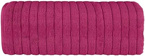 Elegant Comfort 100% Turkish Cotton Corduroy Ribbed Luxury Jumbo Bath Towel Ultra Soft - 35 x 70 Inch - Luxury Spa Premium Hotel Quality Highly Absorbent and Quick Dry Large Bath Towel, Hot Pink