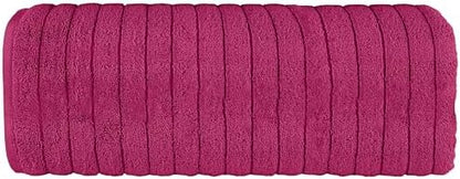 Elegant Comfort 100% Turkish Cotton Corduroy Ribbed Luxury Jumbo Bath Towel Ultra Soft - 35 x 70 Inch - Luxury Spa Premium Hotel Quality Highly Absorbent and Quick Dry Large Bath Towel, Hot Pink