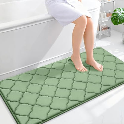 OLANLY Memory Foam Bath Mat Rug 47x24, Ultra Soft Bathroom Rugs, Sage Green