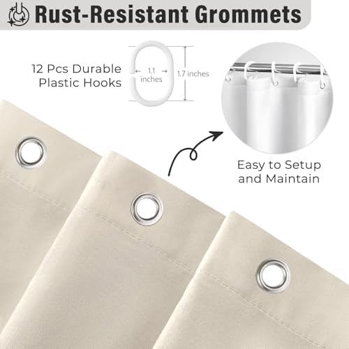 Seasonwood Beige Ruffle Shower Curtain Neutral Shower Curtain 72 x 72