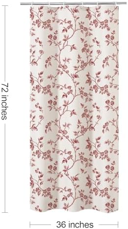 MitoVilla Small Stall Cotton Floral Shower Curtain for Bathroom,36 x 72 | Narrow Half BoHo Cottagecore Spring Shower Curtains, Modern Farmhouse Country Plant Leaves Bathroom Décor, Waterproof