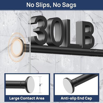 ENJOYBASICS 1" Black Shower Curtain Rod, 30-76" Adjustable, Secure Tension