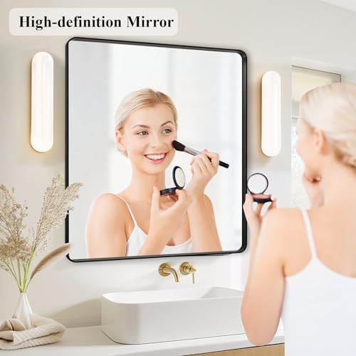 Black Bathroom Vanity Mirror Over Sink 36x36, Big Wall Square Mirror
