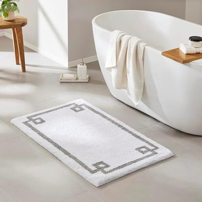 Madison Park Evan 100% Cotton Bath Rug Plush Absorbent, 24" x 40", White