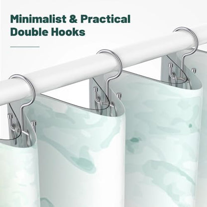 Goowin Shower Curtain Hooks, Shower Curtain Rings, Durable Rust Proof Shower Curtain Hangers, Shower Rings for Curtain, Double Glide Shower Hooks for Shower Curtain, Chrome, 12 Pack-Cylinders
