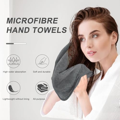 KinHwa Hand Towels for Bathroom, Microfiber Face Towels, 12x20 Inch, 2 Pack